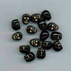 Bohemian Glass Black Skulls